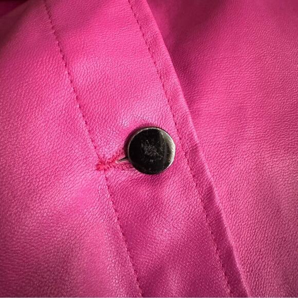 5 for $25 CLEAROUT! Bright Pink Barbiecore Faux Leather Button Up Jacket Size L - Picture 11 of 14